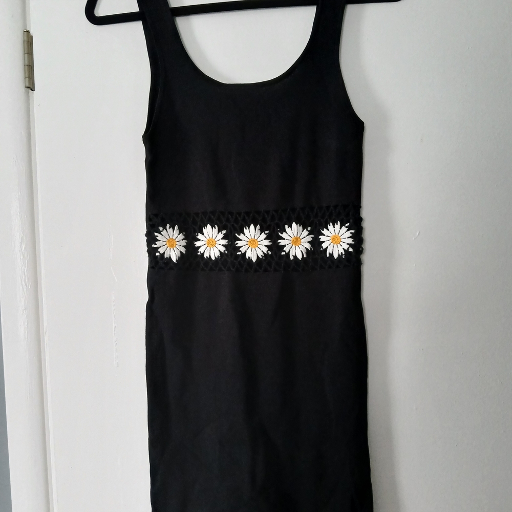 Forever 21 Black Mini Dress with Daisy Detail